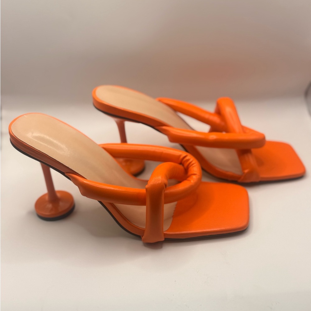 Size 8 - Women’s Orange High‑Heel Slide Sandals